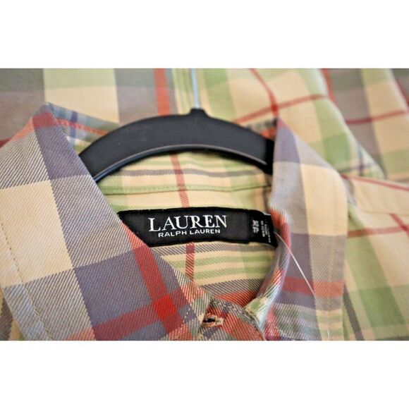 Lauren Ralph Lauren Women Sz XS Multicolor Pastel Plaid L/S Button-Up Shirt - Picture 4 of 7